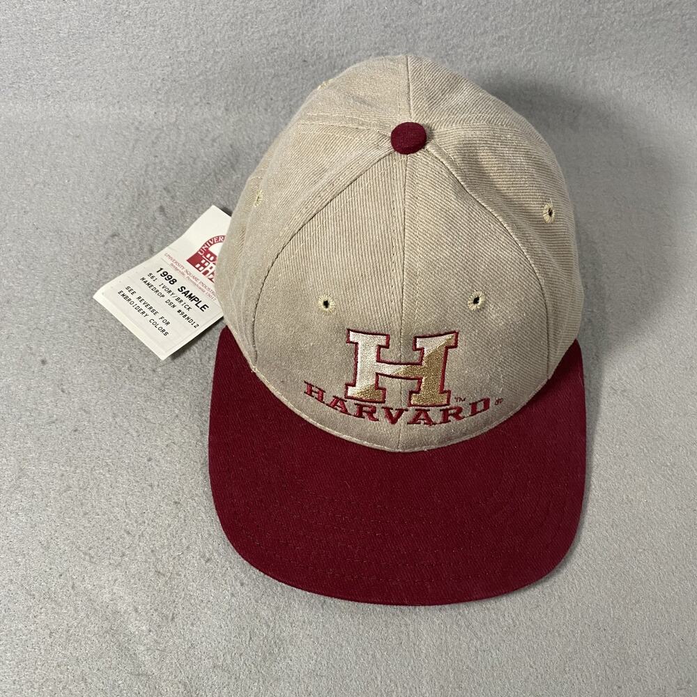 Vintage Harvard University Square Adjustable Hat Baseball Cap USA Made NEW